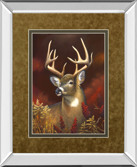 Deer Portrait By Leo Stans Double Matted - Mirror Framed Print Wall Art - Red