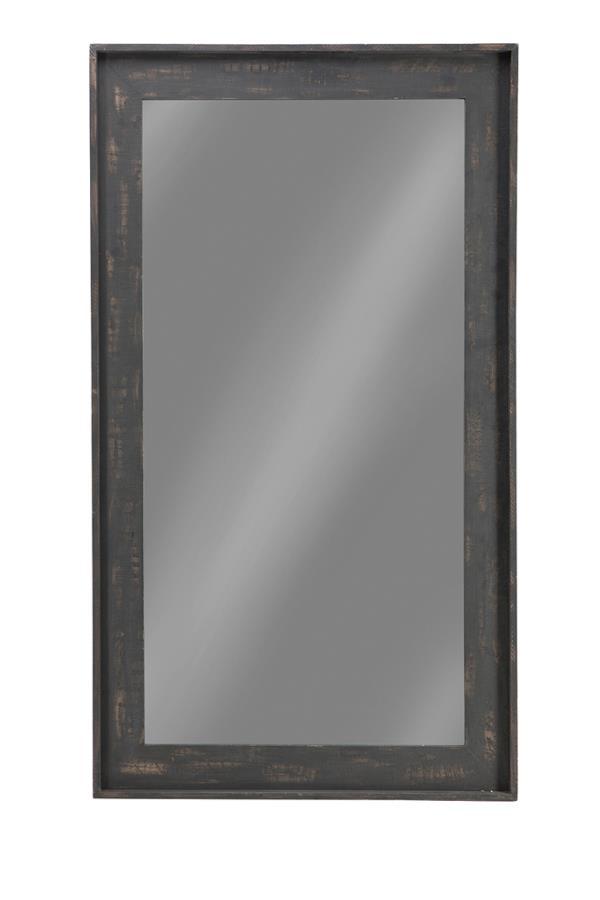 Cragen - Rectangle Bold Contoured Frame Floor Mirror - Brown