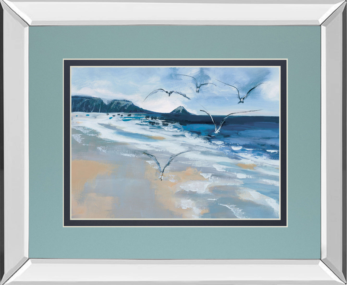 Pacific Breezes By Fitzsimmons, A - Mirror Framed Print Wall Art - Blue