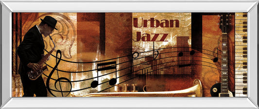 Urban Jazz By Robert P. - Mirrored Frame Wall Art - Dark Brown