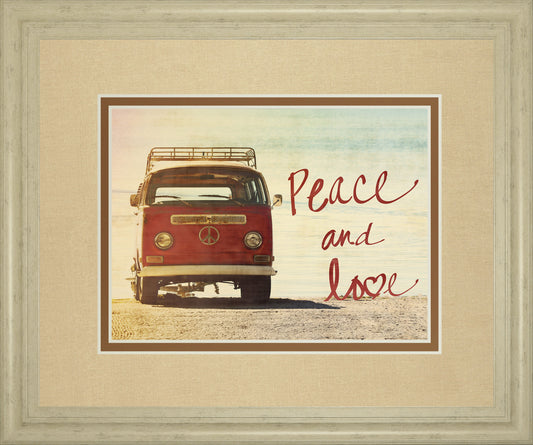 Peace And Love By Gail Peck - Framed Print Wall Art - Red