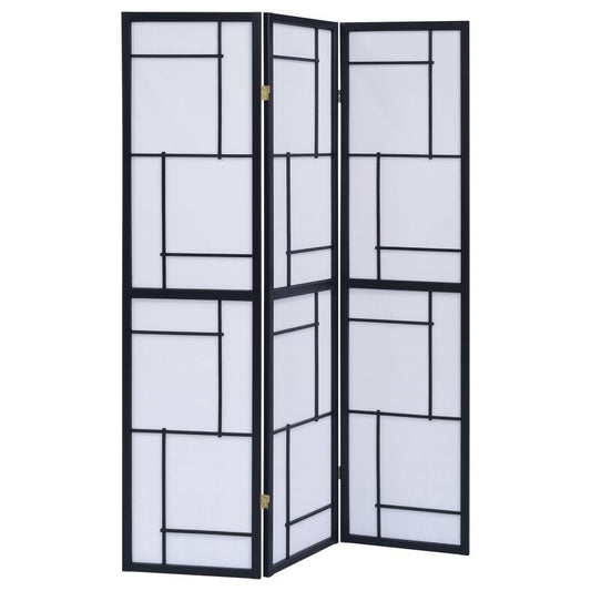 Damis - 3-Panel Folding Floor Screen - Black And White