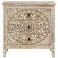 Mariska - 3-Drawer Wood Mandala Cabinet - Distressed White