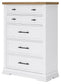 Ashbryn - Five Drawer Chest - White / Natural