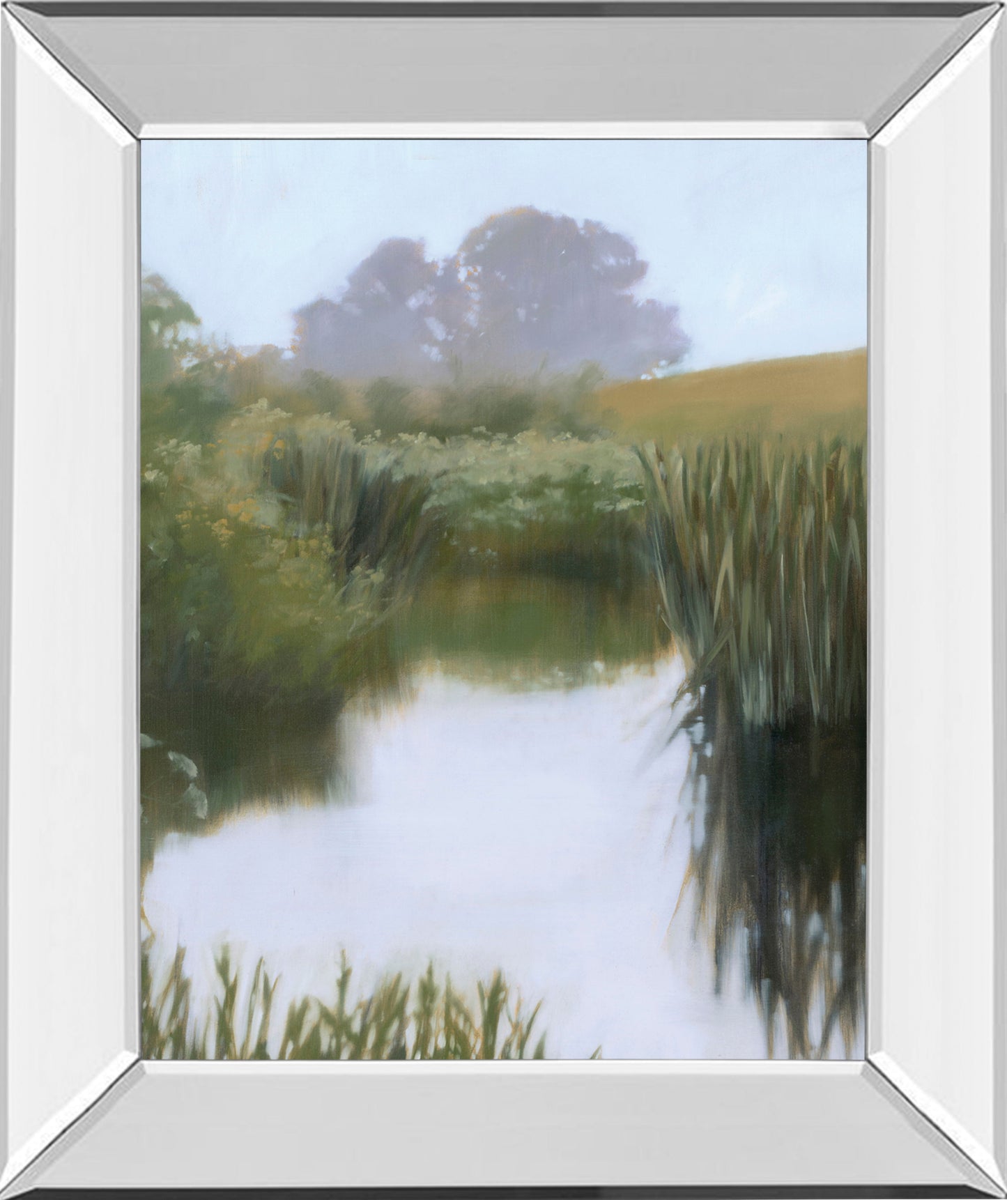 Morning Creekside By Lightell - Mirror Framed Print Wall Art - Green