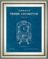 Locomotive Blueprint II By Wild Apple Portfolio - Framed Print Wall Art - Blue