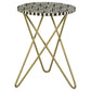 Xenia - Round Bone Inlay Accent Side Table - White And Gold