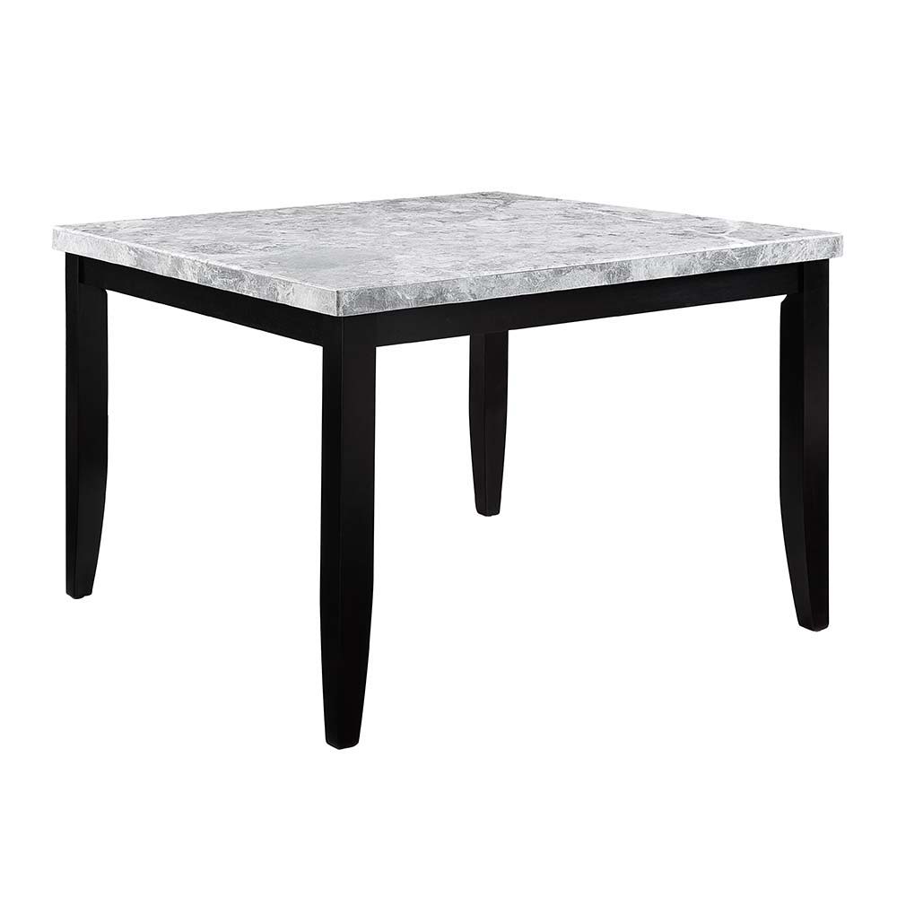 Hussein - Counter Height Table With Marble Top - Marble & Black Finish
