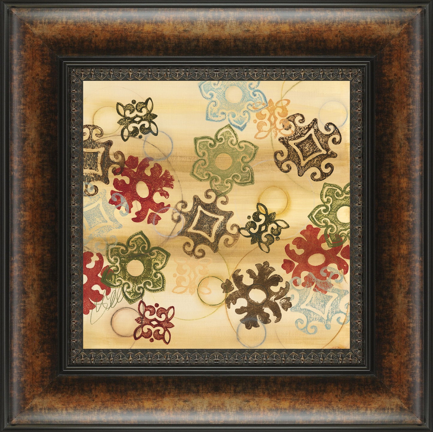 Cheerful Greeting Square I By Jeni Lee - Framed Print Wall Art - Beige