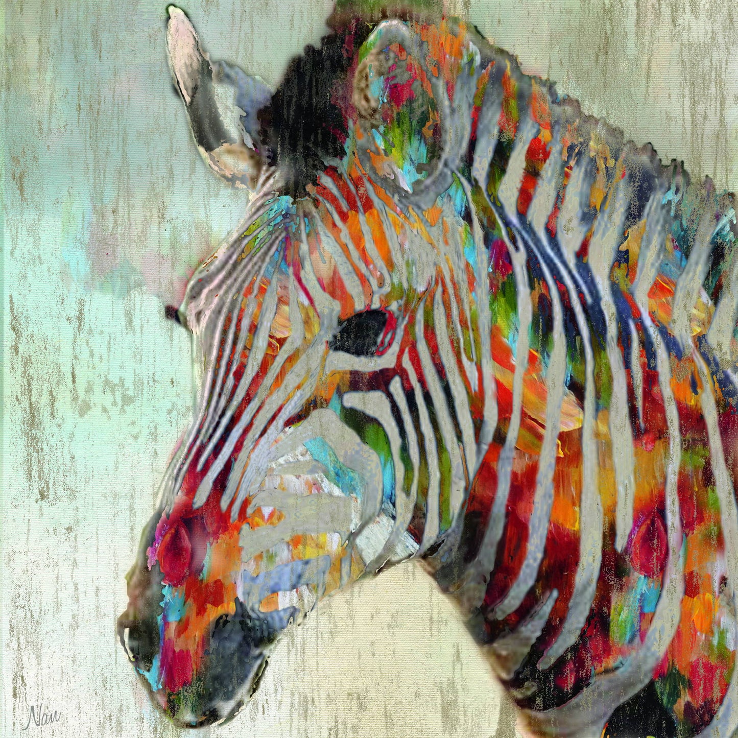 Small - Paint Splash Zebra By Nan - Orange