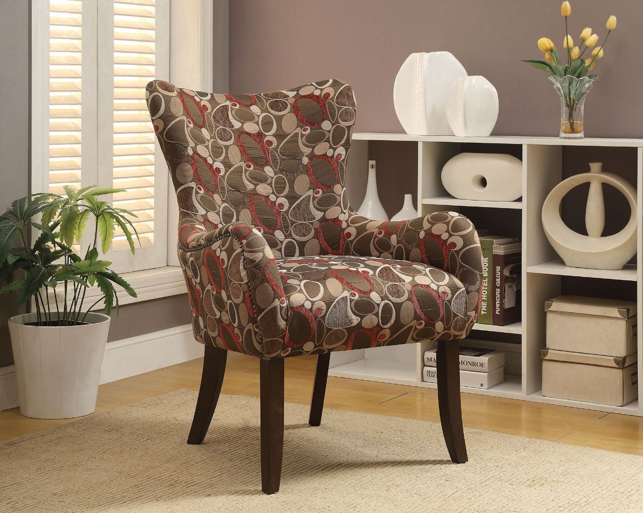 Gabir - Accent Chair - Fabric & Espresso - 28"