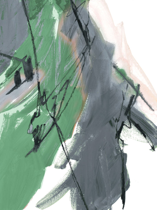 Framed - Rare Green And Gray Abstract I By Robin Maria - Green