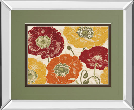 A Poppy's Touch I Spice By Daphne Brissonnet - Mirror Framed Print Wall Art - Orange