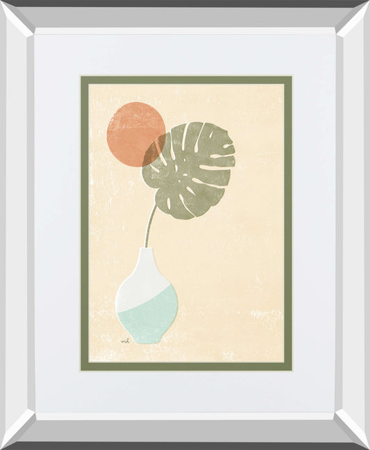 Sun Palm I Mint By Moira Hershey Mirrored Frame - Beige