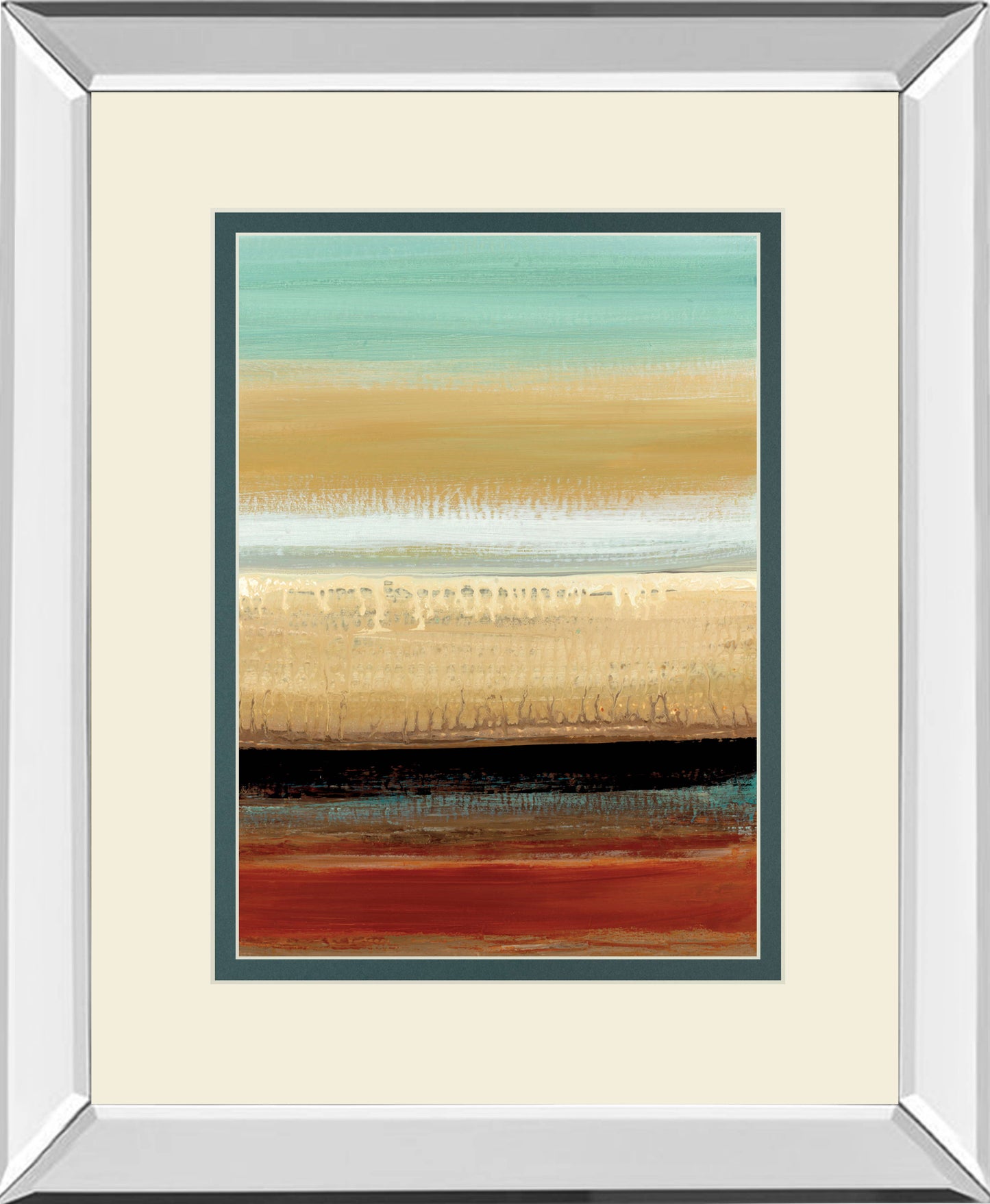 Horizon Lines I By Tesla Mirrored Frame - Light Brown
