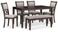 Langwest - Dining Room Table Set (Set of 6) - Brown