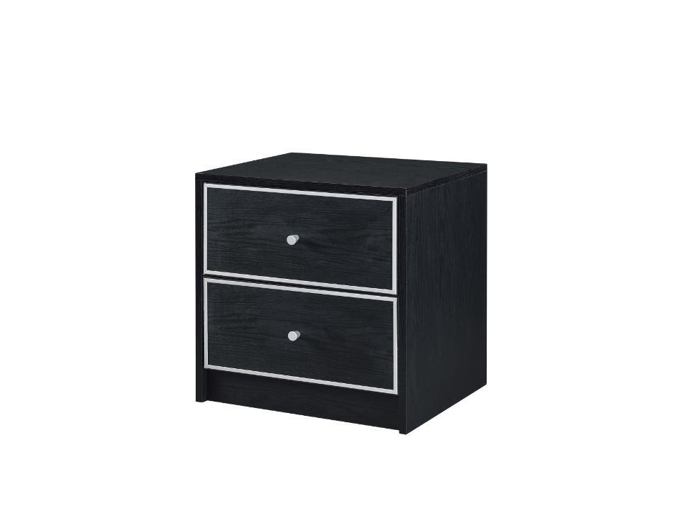 Jabir - Accent Table - Black With Silver Trim