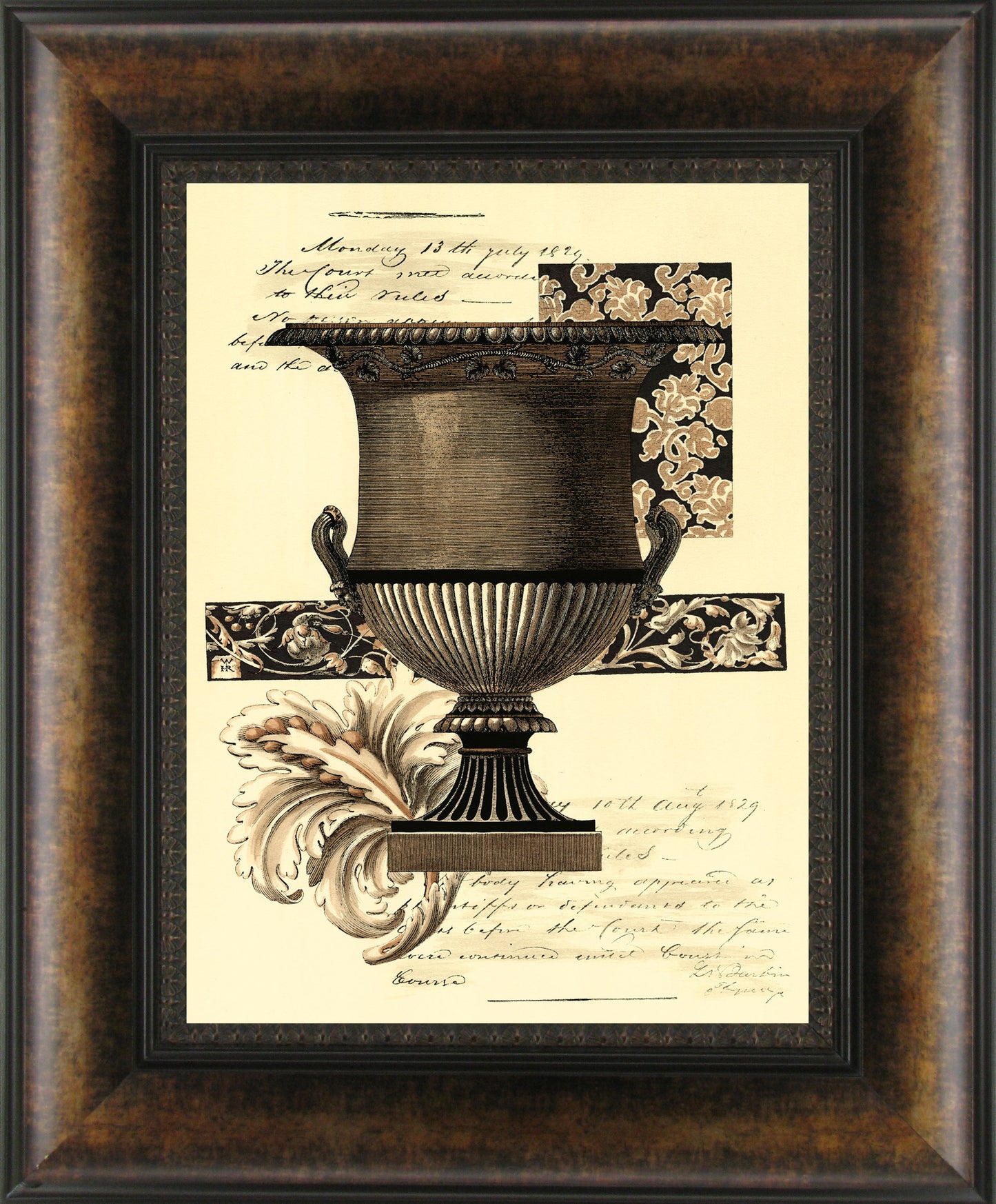 Transitional Sepia Urn I By Visions Studio - Framed Print Wall Art - Dark Brown
