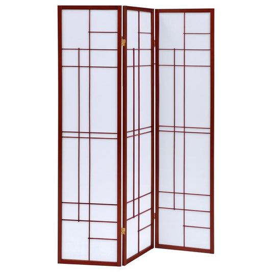 Katerina - 3-Panel Folding Floor Screen - White And Cherry