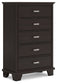 Covetown - Five Drawer Chest - Dark Brown
