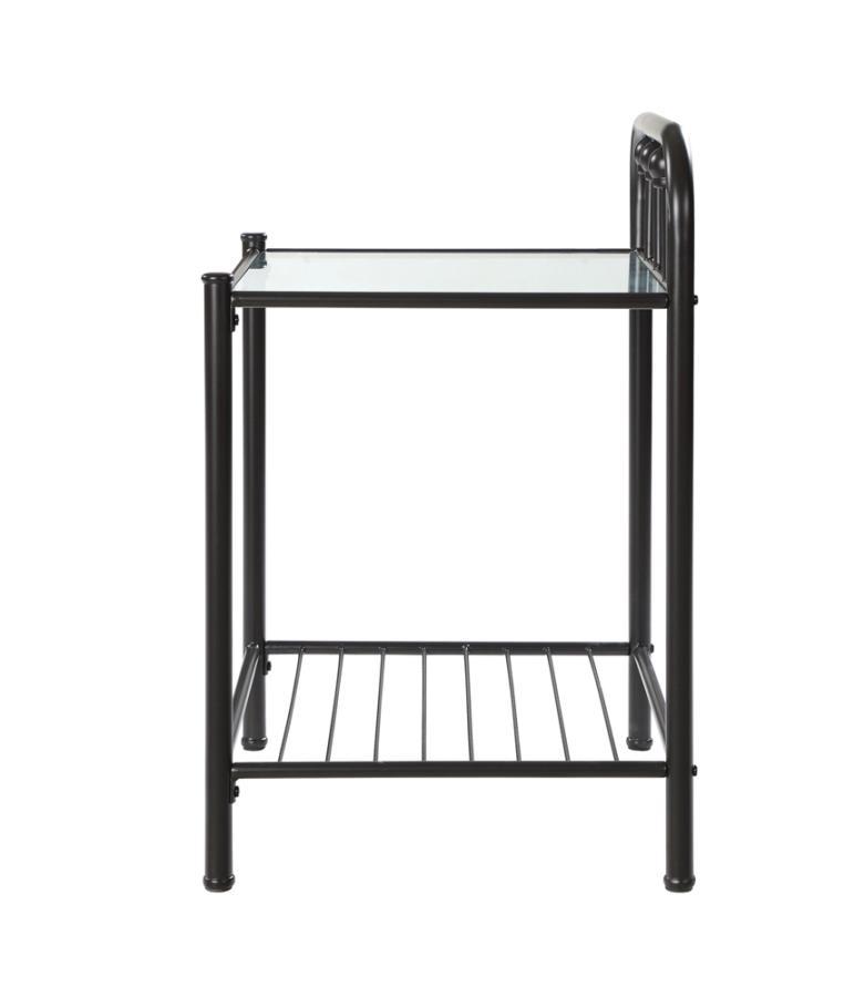 Livingston - 1-Shelf Nightstand With Glass Top - Dark Bronze