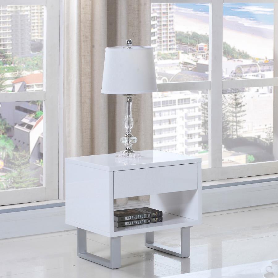 Atchison - 1-Drawer End Table - High Glossy White