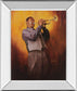 Trumpet Player - Mirror Framed Print Wall Art - Dark Gray