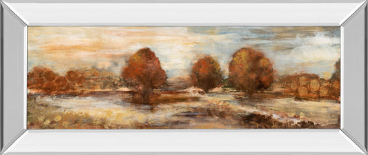 Morning Meadows Il By Tava Studios - Mirror Framed Print Wall Art - Dark Brown