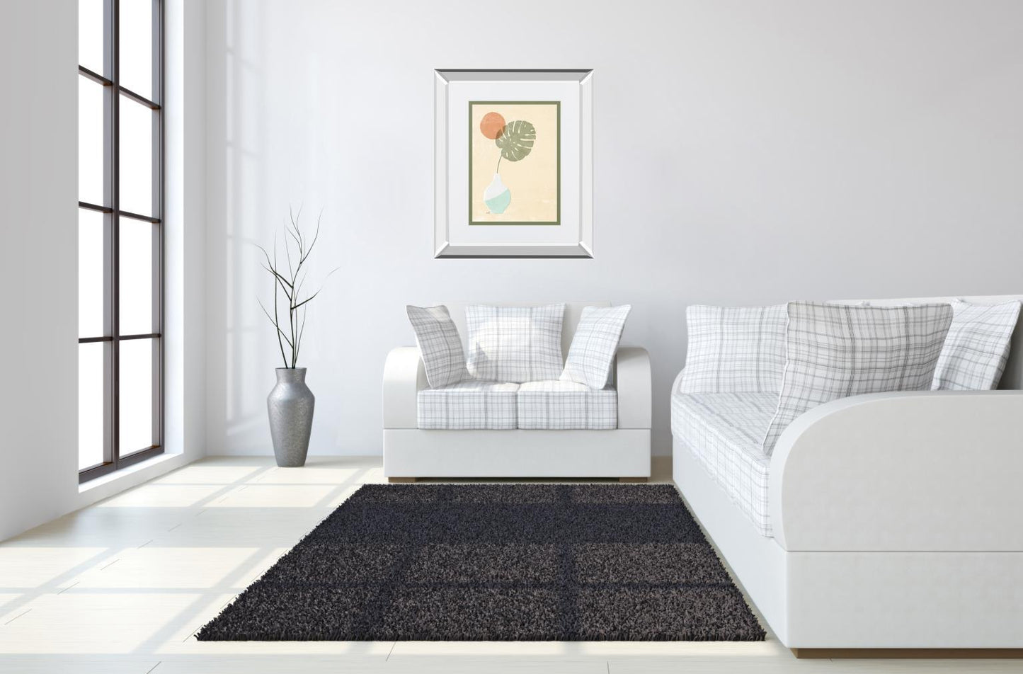 Sun Palm I Mint By Moira Hershey Mirrored Frame - Beige
