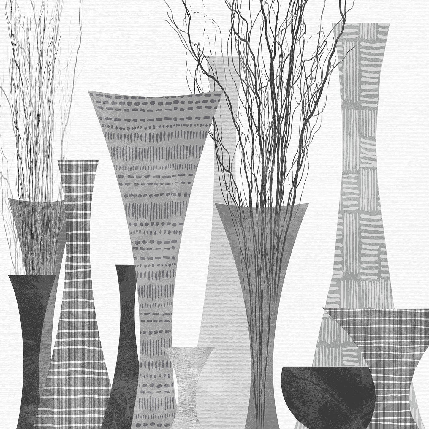 Framed Small - Silhouette Vases By Susan Jill - Dark Gray