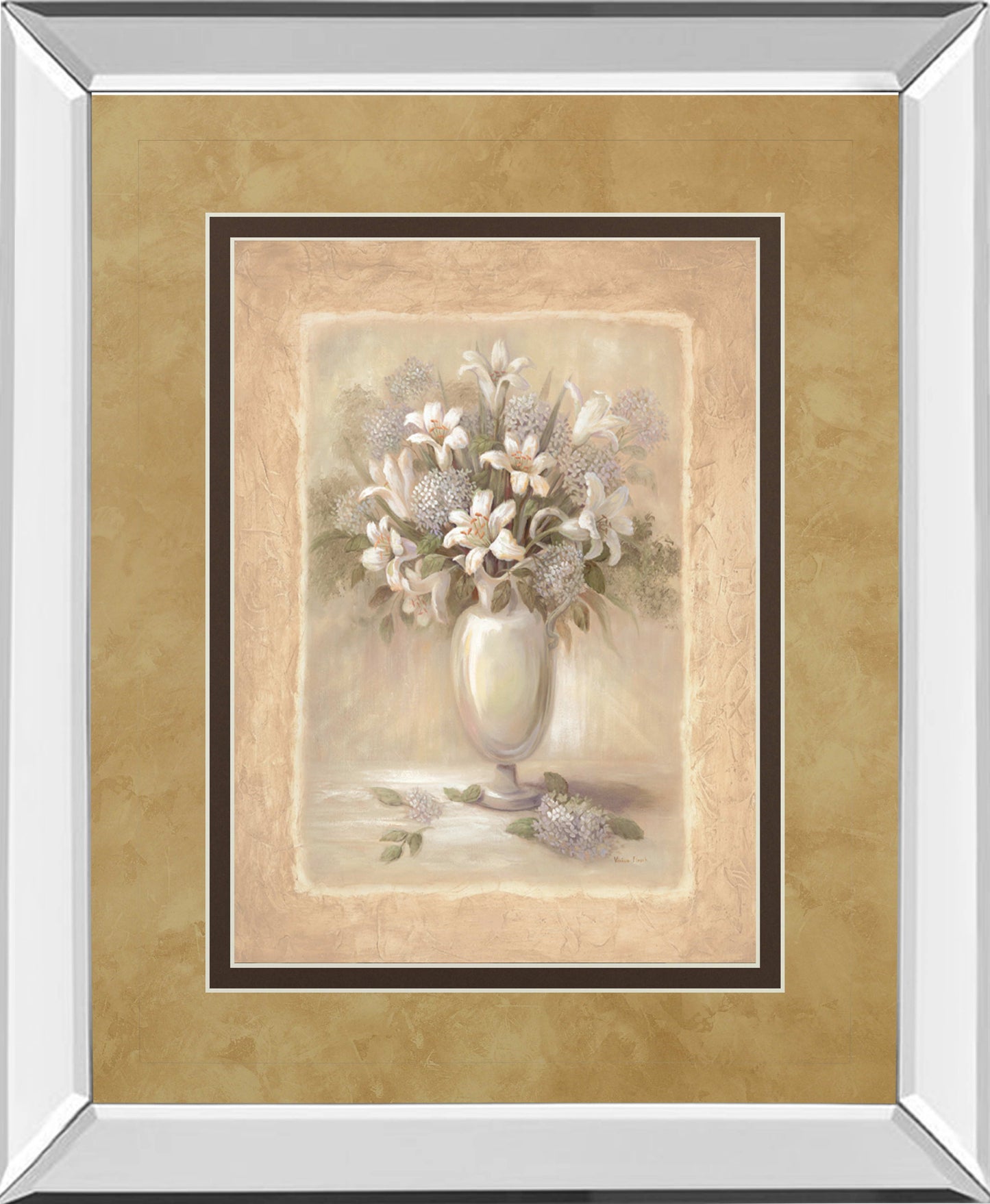 White Bounty Il By Vivian Flasch - Mirror Framed Print Wall Art - White