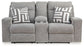 Biscoe - Power Reclining Loveseat With Console /Adj Headrest - Pewter