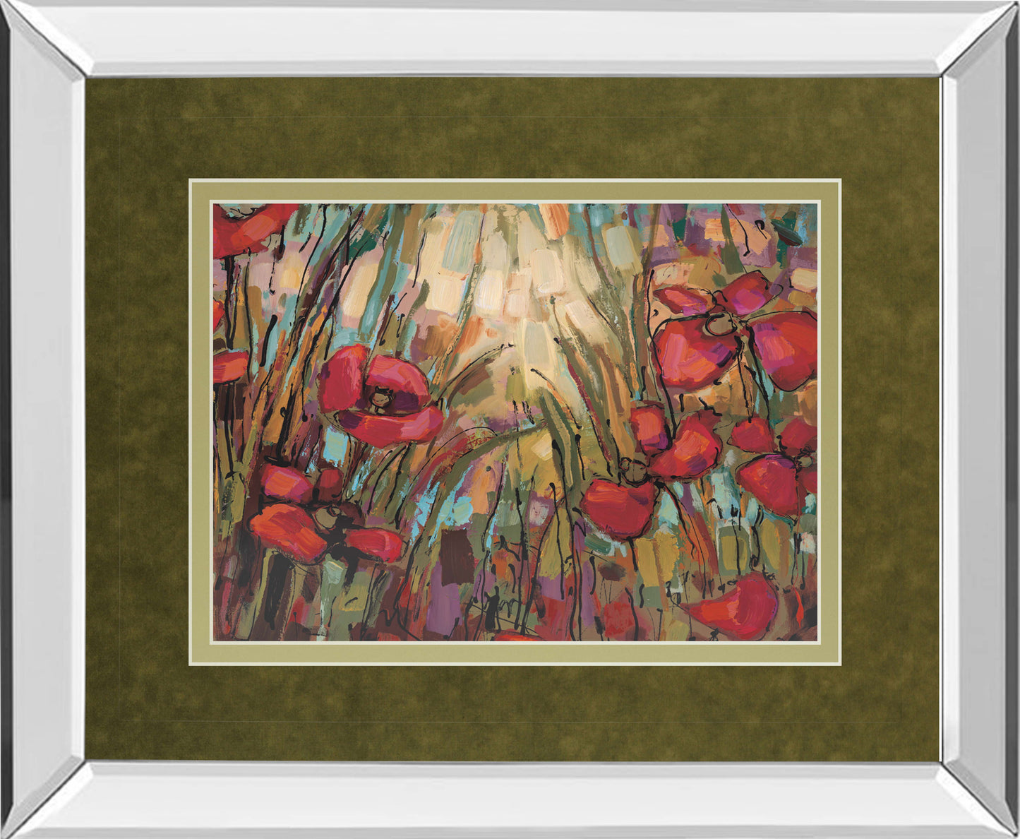 Opal By Crystal Heath - Mirror Framed Print Wall Art - Red