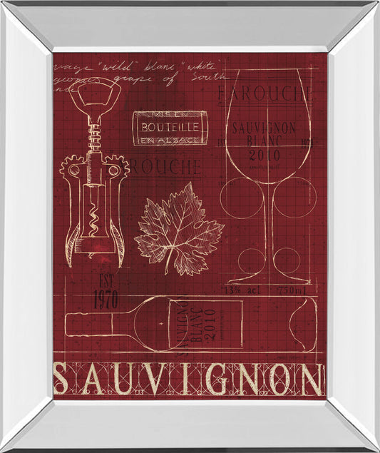 Wine Blueprint IV By Marco Fabiano - Mirror Framed Print Wall Art - Red