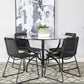Aviano - 5 Piece Round Glass Top Dining Table Set With Rattan Chairs - Gunmetal