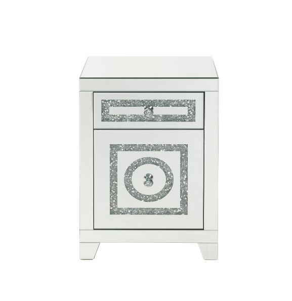 Noralie - Accent Table With Storage Drawers - Mirrored & Faux Diamonds - 26"