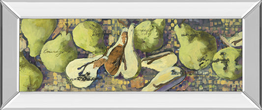 Sparkling Pears Il - By Silvia Rutledge Mirror Framed Print Wall Art - Green