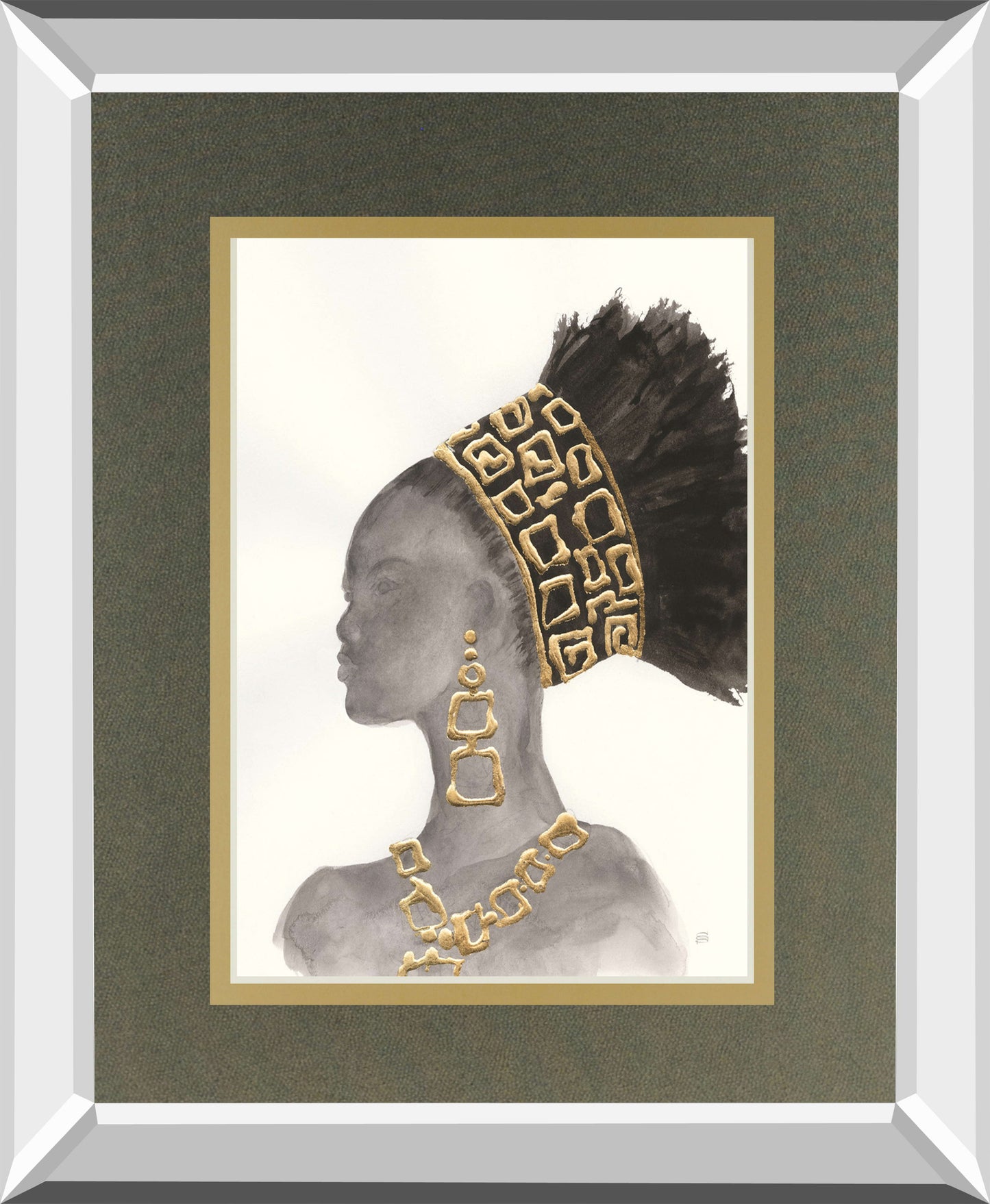 Headdress Beauty II By Chris Paschke Mirrored Frame - Dark Gray