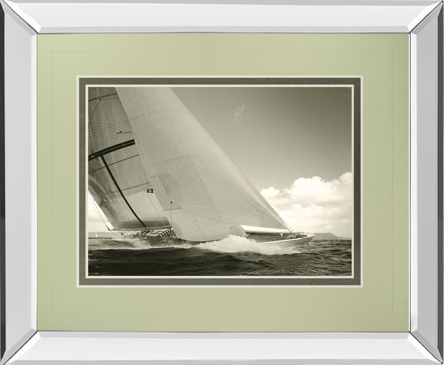 Sea Spray I By Michael Kahn - Mirror Framed Print Wall Art - Dark Grey