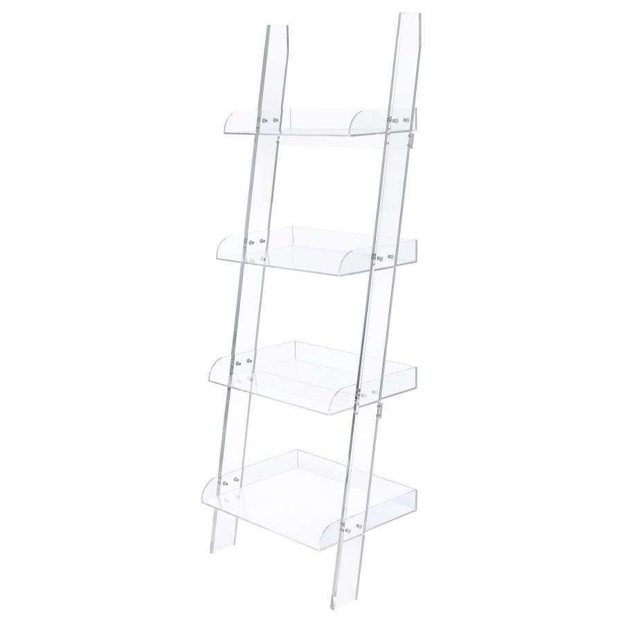 Amaturo - 4-Shelf Ladder Bookcase - Clear