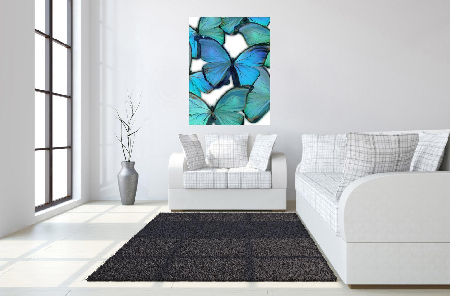 Floating Tempered Glass With Foil Oh These Butterflies - Blue