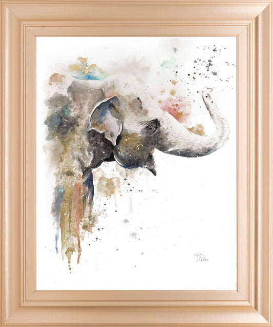 Water Elephant By Patricia Pinto - Framed Print Wall Art - Dark Gray