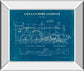 Locomotive Blueprint I By Wild Apple Portfolio - Mirror Framed Print Wall Art - Blue