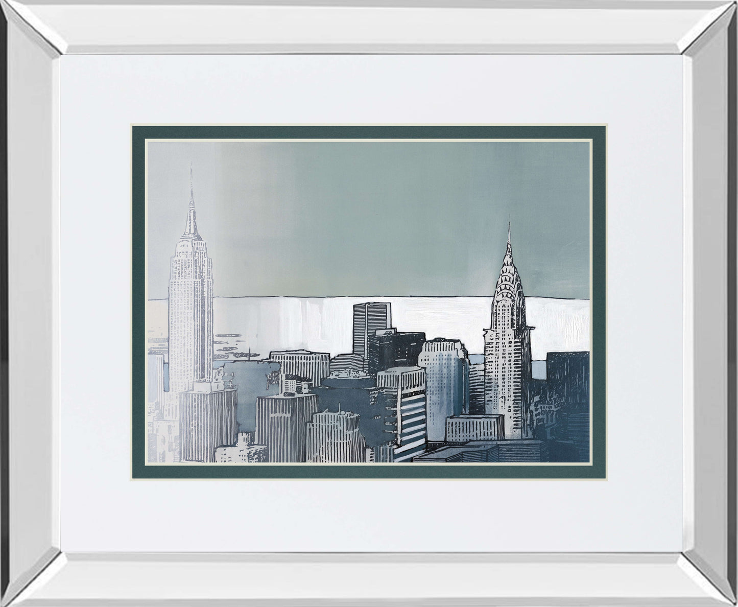 Chrysler And Empire State Spain By Farre` J. Mirrored Frame - Dark Gray