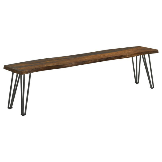 Neve - Live-Edge Dining Bench With Hairpin Legs - Sheesham Gray And Gunmetal