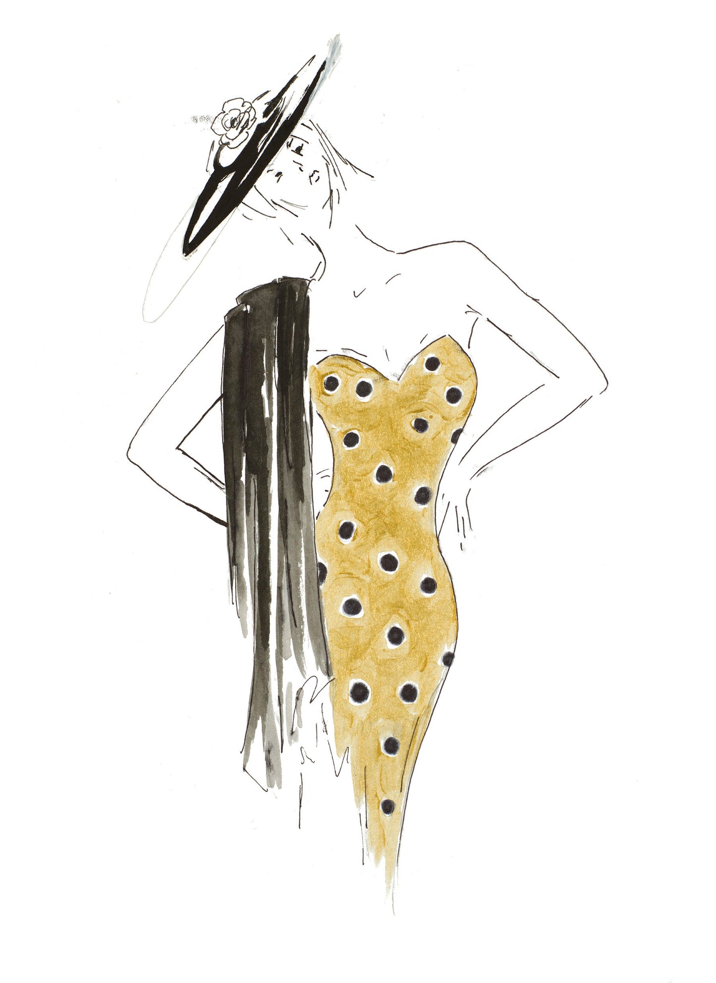 Framed Small - Fashion Sketch III By Patricia Pinto - Yellow