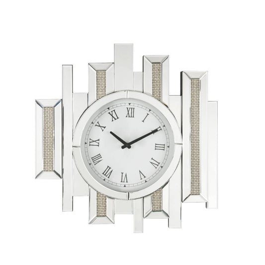 Lavina - Wall Clock - Mirrored & Faux Diamonds - 22"