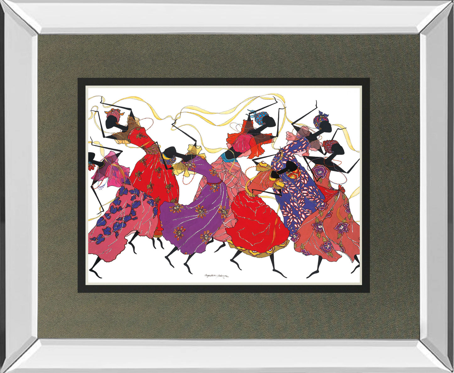 Lead Dancer In Purple Gown By Augusta Asberry - Mirror Framed Print Wall Art - Red