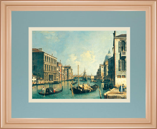 The Grand Canal, Venice The Rialto Bridge By Antonia Canaletto - Framed Print Wall Art - Blue
