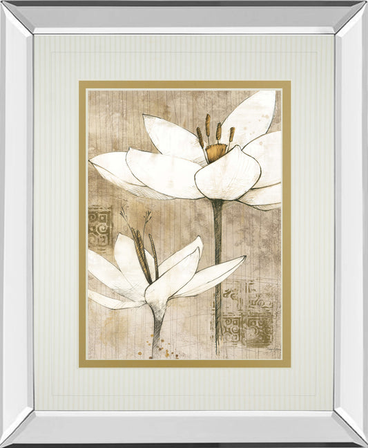 Pencil Floral I By Avery Tillman - Mirror Framed Print Wall Art - White